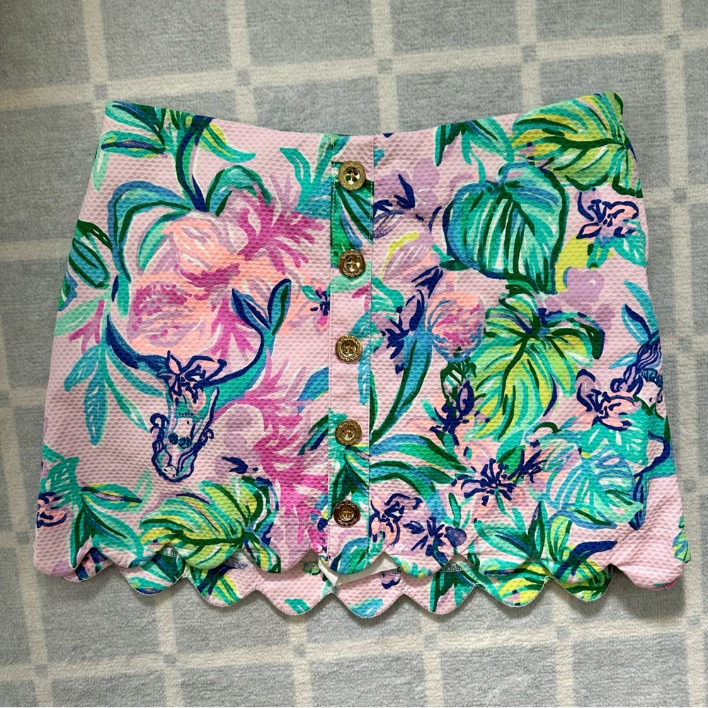 Lilly Pulitzer Kaylie Button Front Skort Amethyst Mermaid In The Shade Sz 0 EUC - Picture 4 of 16